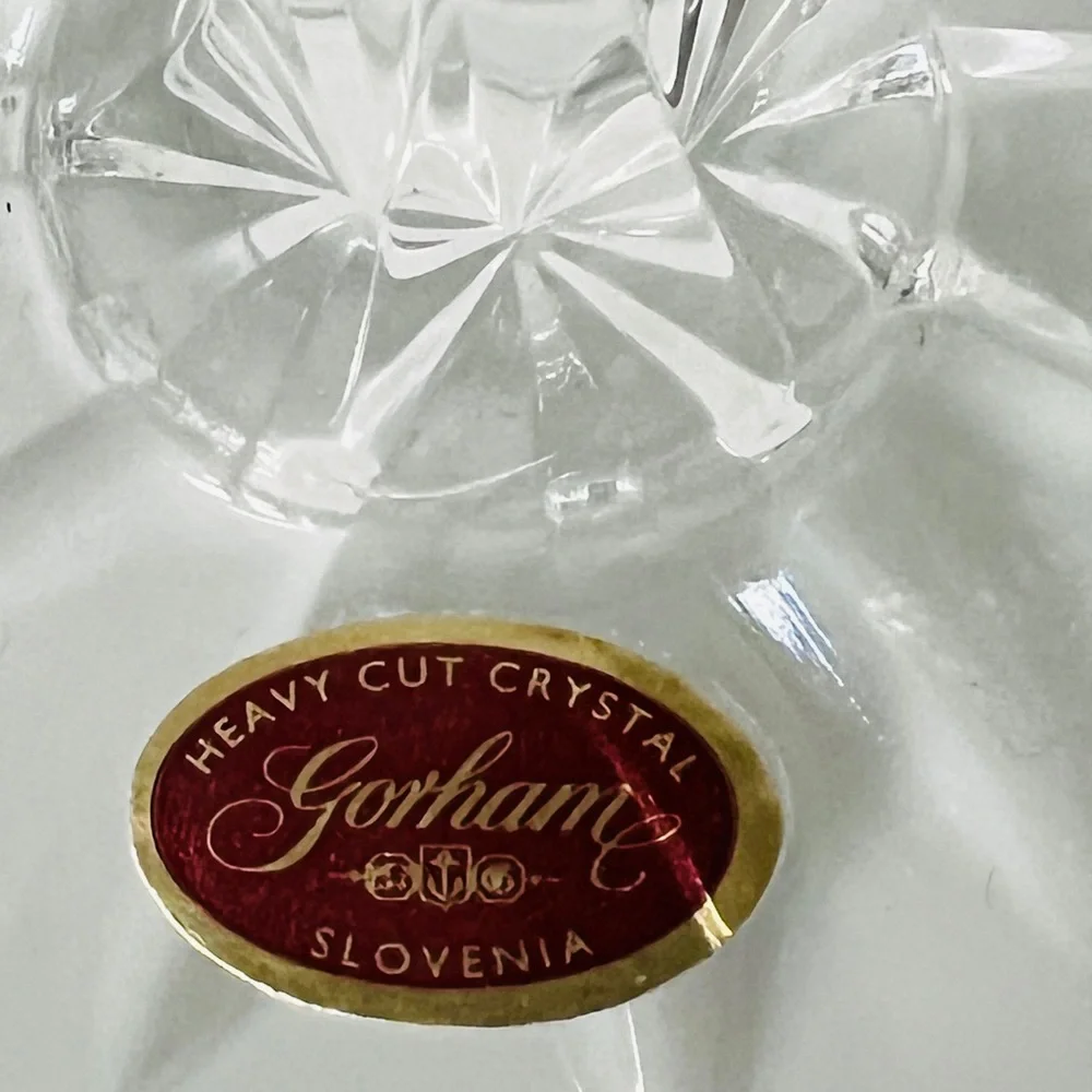 Gorham Victoria's Garden crystal candle holders Marked discontinued Set of 2 New